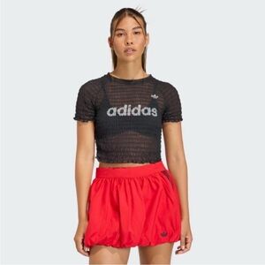 adidas Black Sheer Logo Crop Top